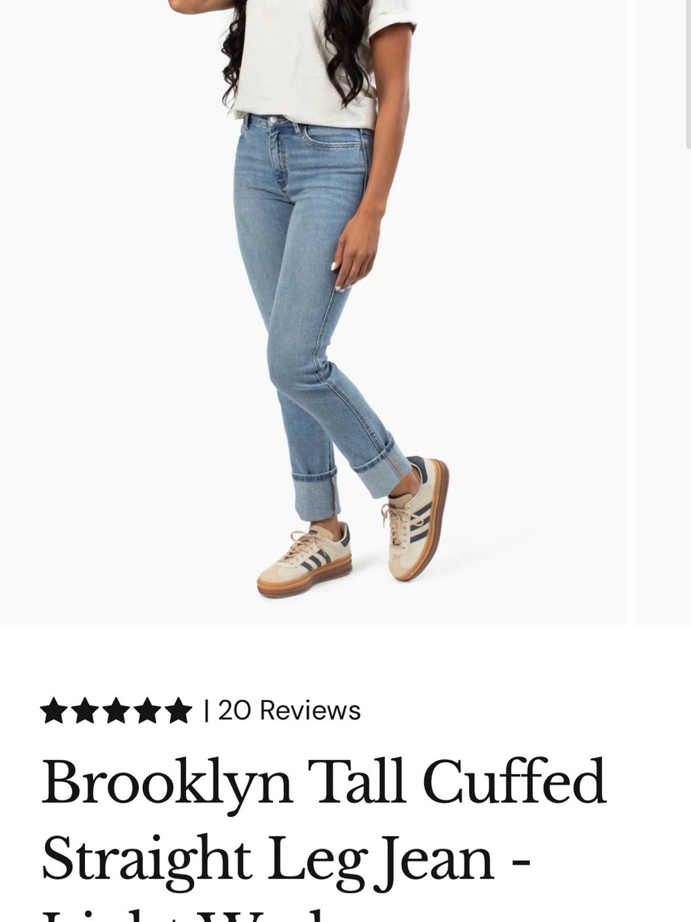 Brooklyn Tall Cuffed Straight Leg Jeans - Light Wash